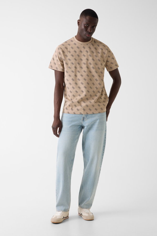 Guess Erkek Bisiklet Yaka T-shirt BEJ