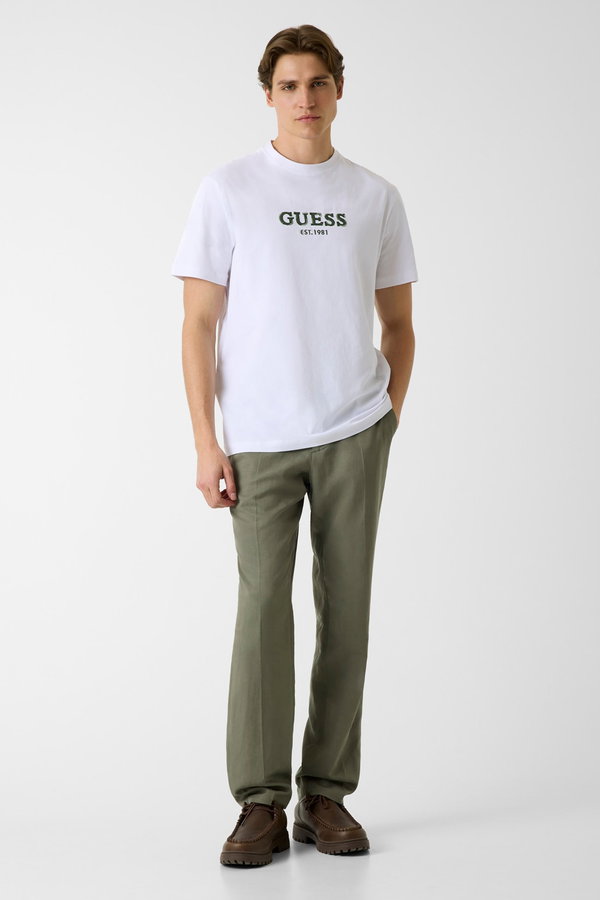 Guess Erkek Bisiklet Yaka T-shirt Beyaz