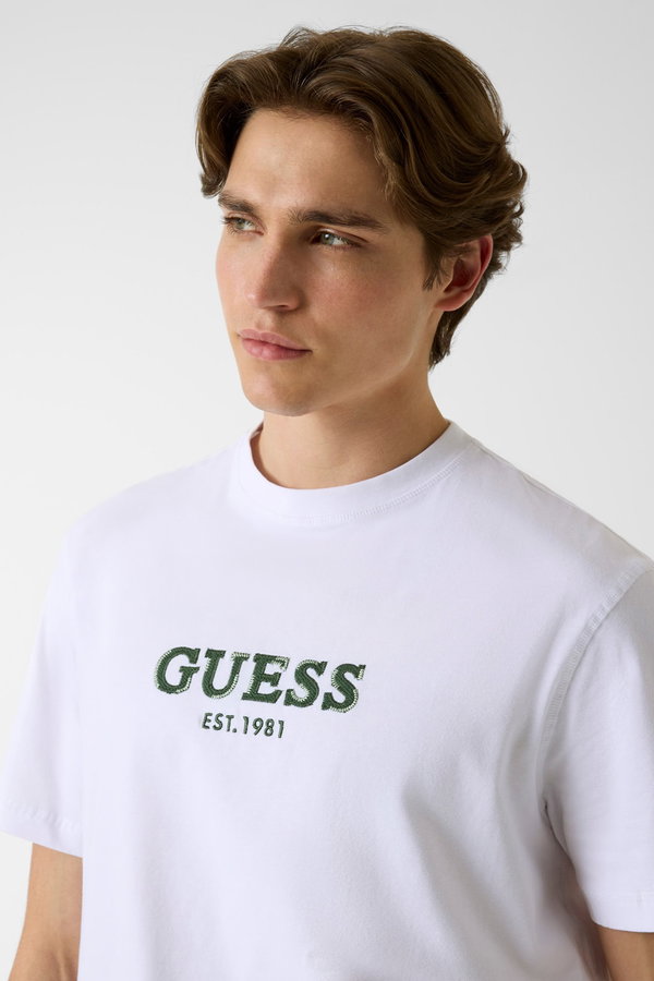 Guess Erkek Bisiklet Yaka T-shirt Beyaz