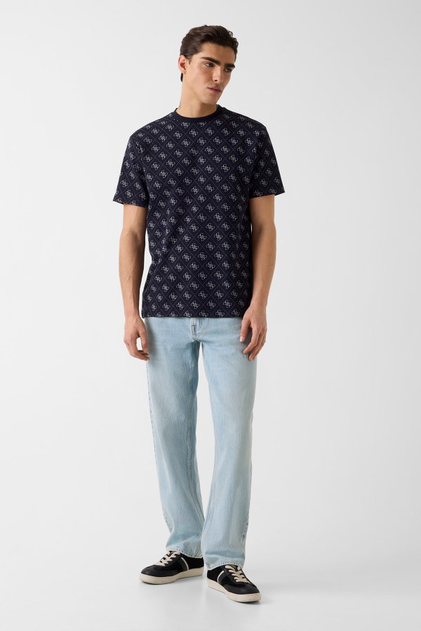 Guess Erkek Bisiklet Yaka T-shirt LACIVERT