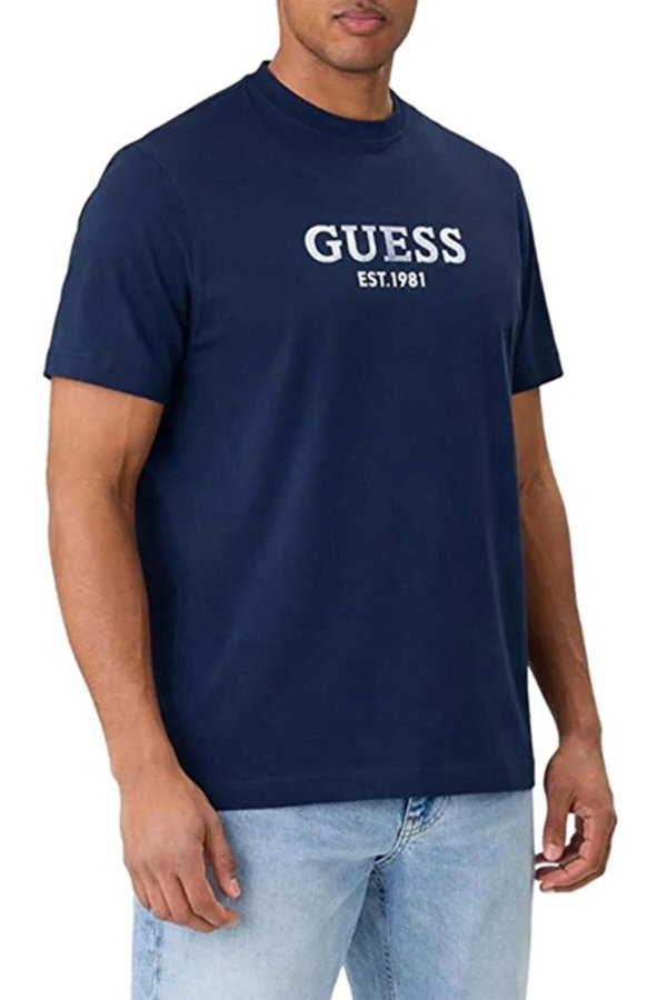 Guess Erkek Bisiklet Yaka T-shirt SIYAH