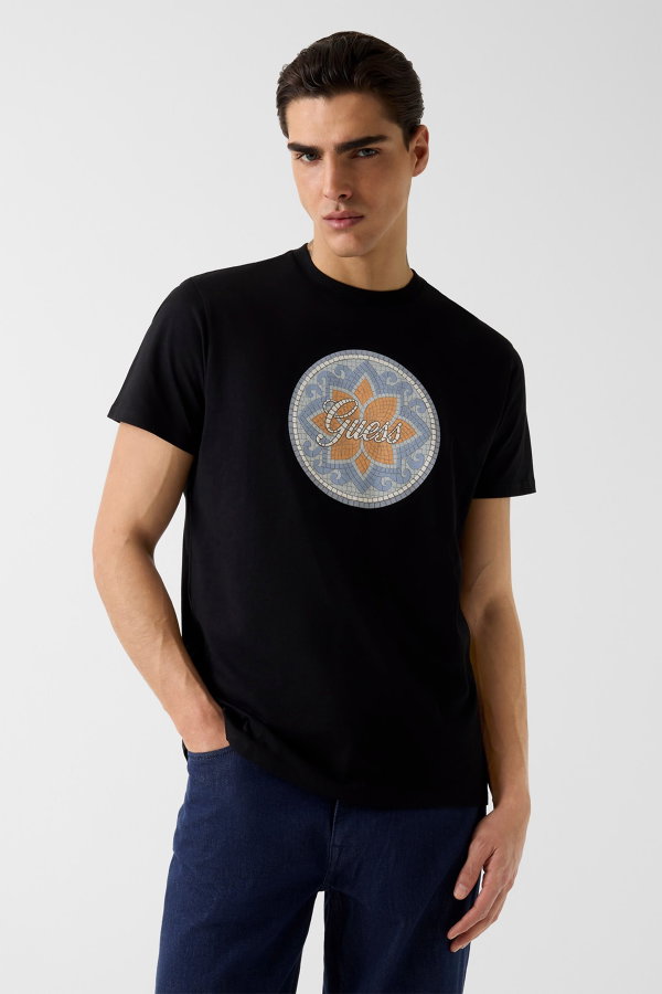 Guess Erkek Bisiklet Yaka T-shirt SIYAH