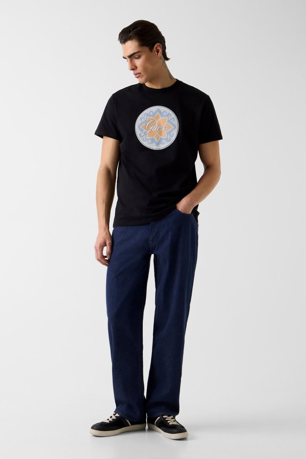 Guess Erkek Bisiklet Yaka T-shirt SIYAH