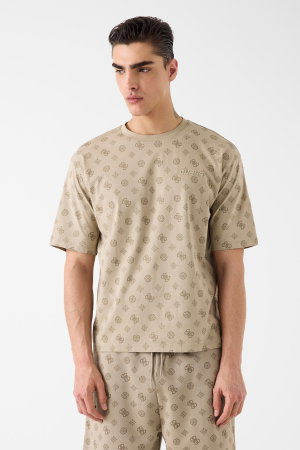 Guess Erkek Bisiklet Yaka T-shirt BEJ
