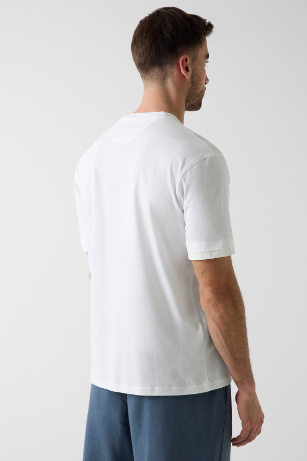 Guess Erkek Bisiklet Yaka T-shirt Beyaz