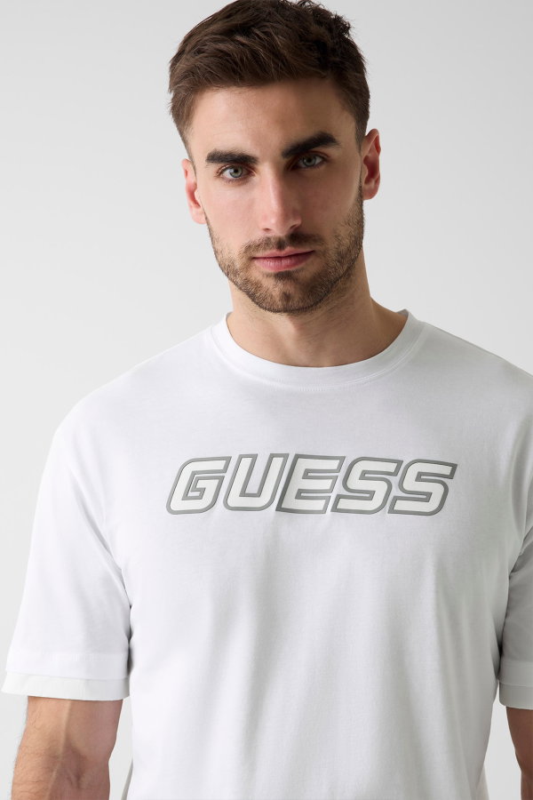 Guess Erkek Bisiklet Yaka T-shirt Beyaz