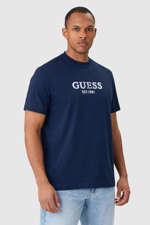 Guess Erkek Bisiklet Yaka T-shirt LACIVERT