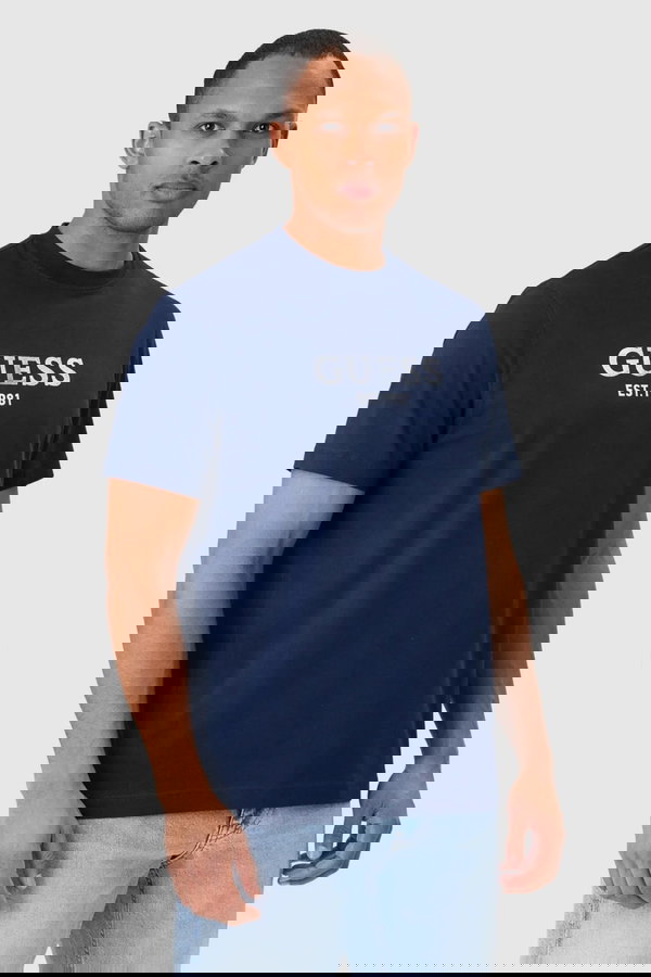 Guess Erkek Bisiklet Yaka T-shirt LACIVERT