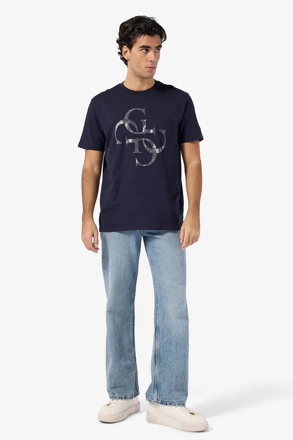 Guess Erkek Bisiklet Yaka T-shirt LACIVERT