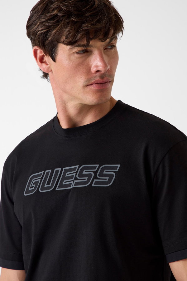 Guess Erkek Bisiklet Yaka T-shirt SIYAH