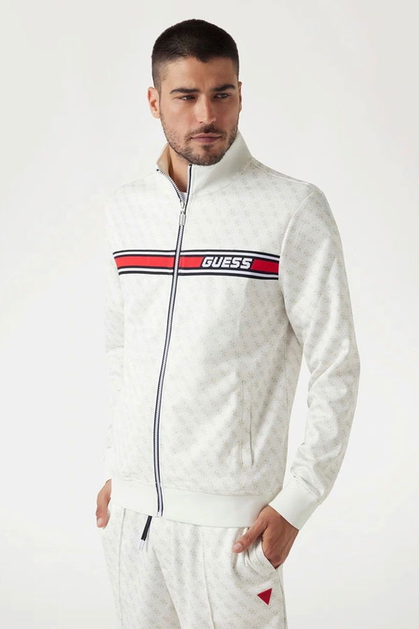 Guess Fermuarlı Erkek Sweatshirt Beyaz Guess Fermuarlı Erkek Sweatshirt Beyaz