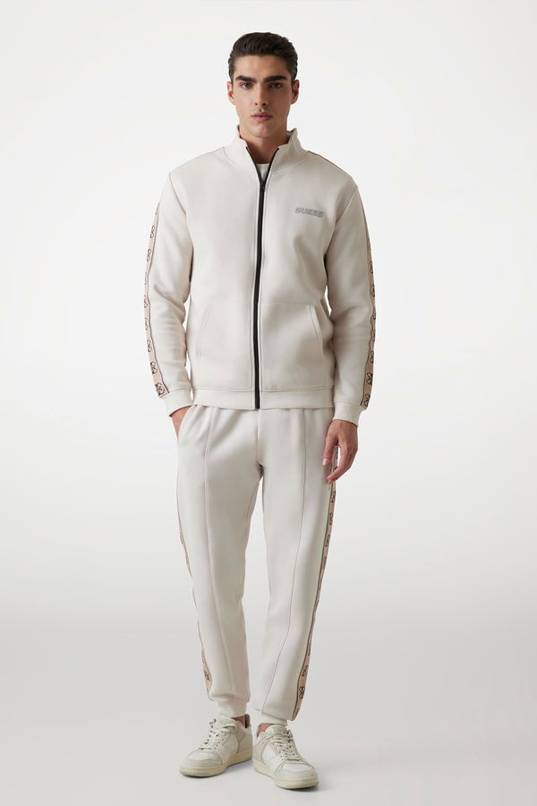 Guess Fermuarlı Erkek Sweatshirt KREM