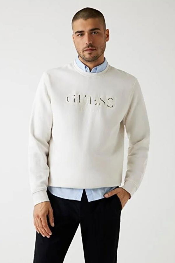 Guess Erkek Sweatshirt KREM