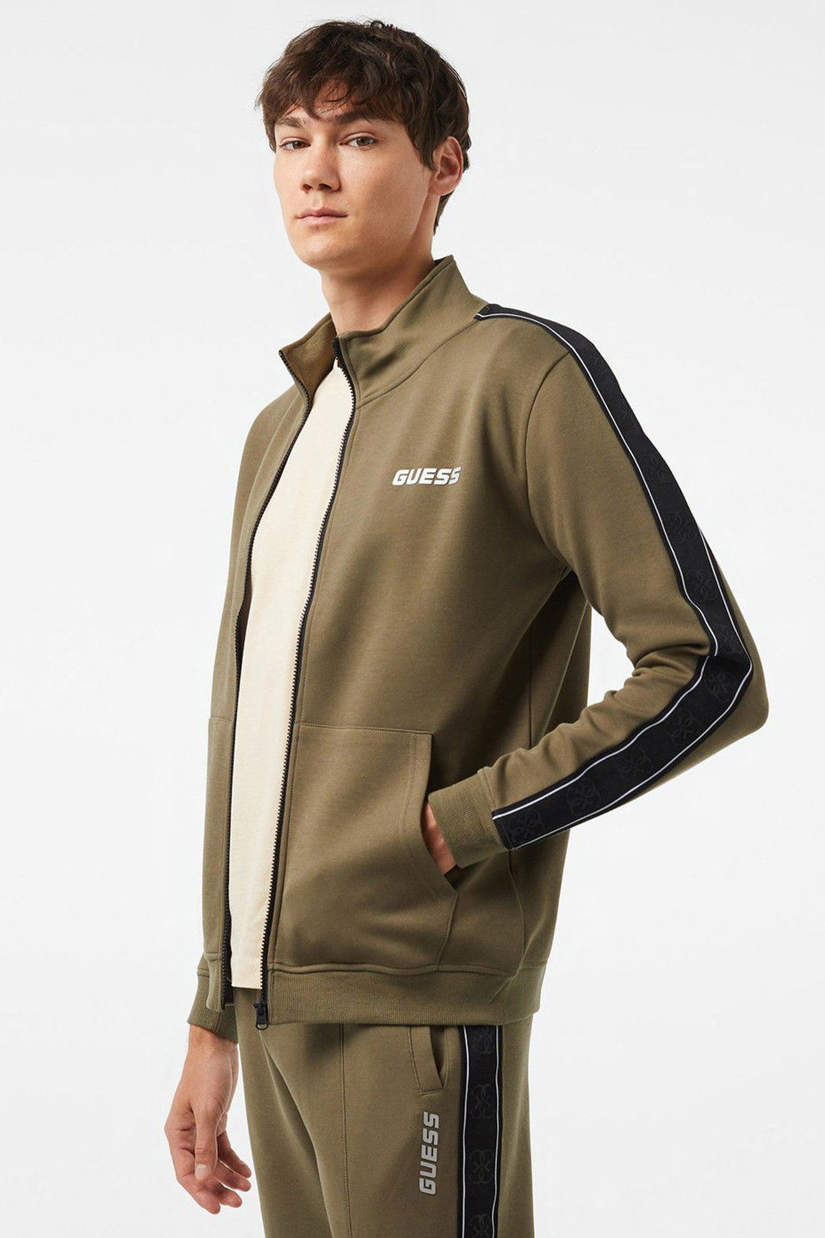 Guess Fermuarlı Erkek Sweatshirt KUM
