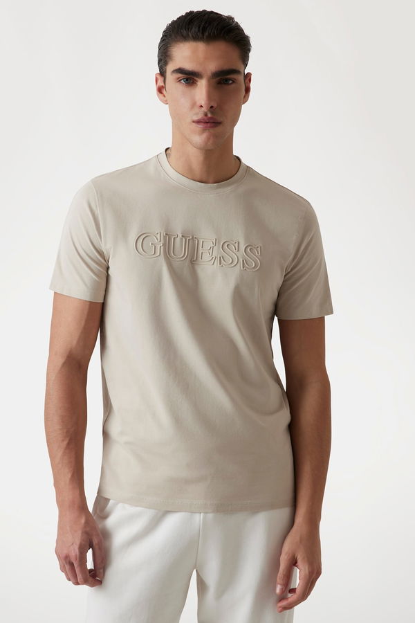Guess Baskılı Erkek T-shirt KUM