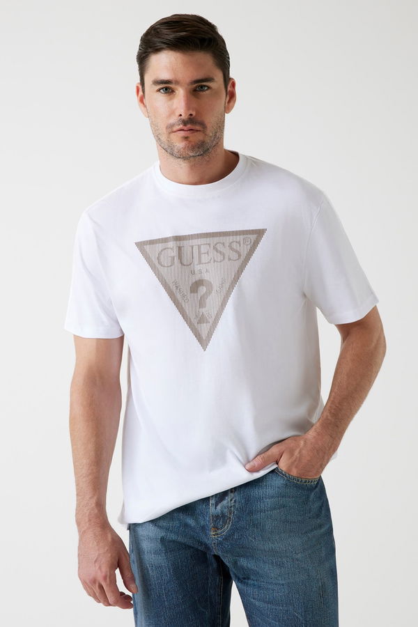 Guess Baskılı Erkek T-shirt Beyaz
