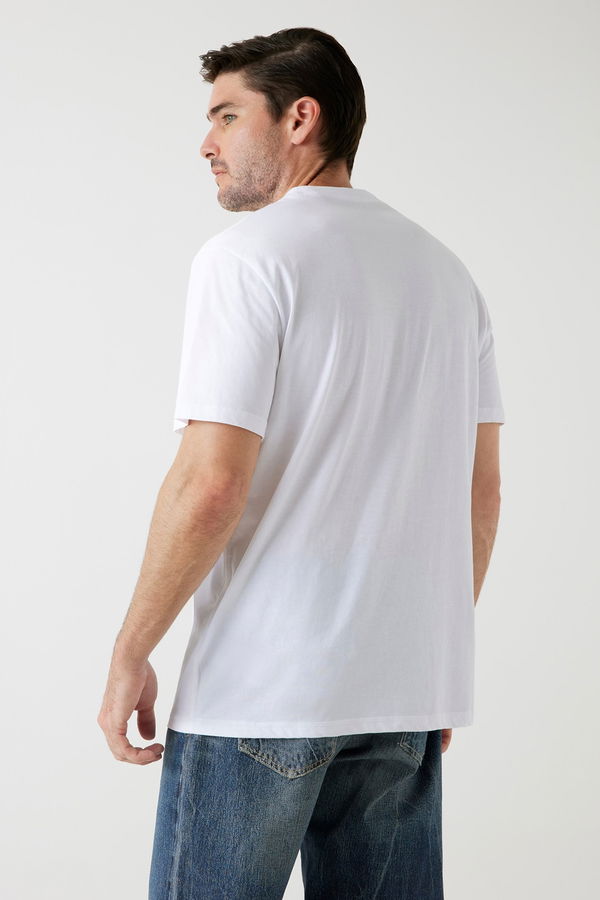 Guess Baskılı Erkek T-shirt Beyaz
