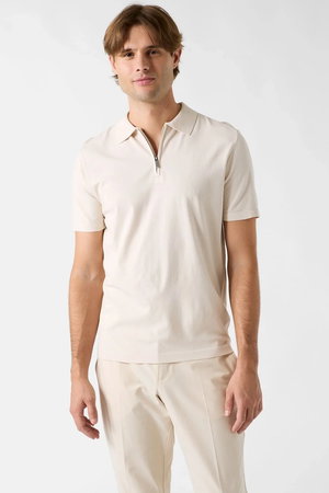 Guess Kısa Kollu Polo Yaka Erkek Triko T-shirt KREM