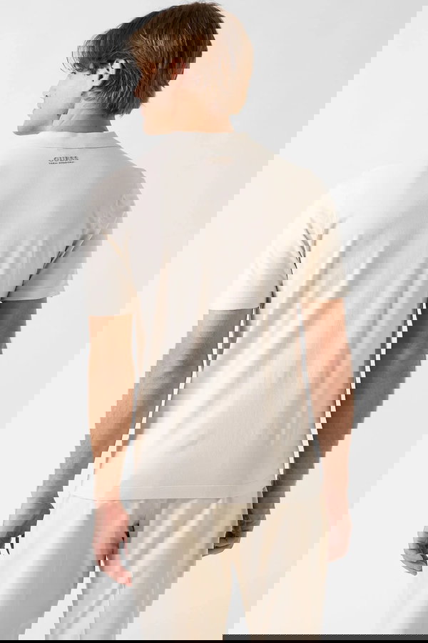 Guess Kısa Kollu Polo Yaka Erkek Triko T-shirt KREM