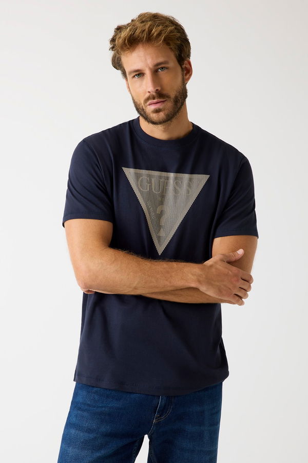 Guess Baskılı Erkek T-shirt LACIVERT