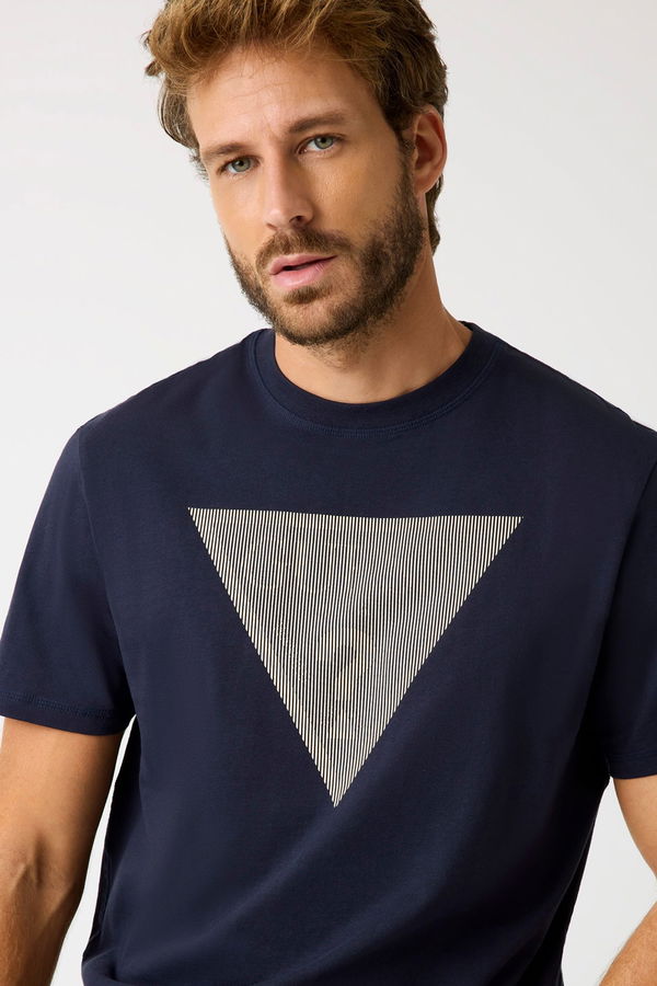 Guess Baskılı Erkek T-shirt LACIVERT