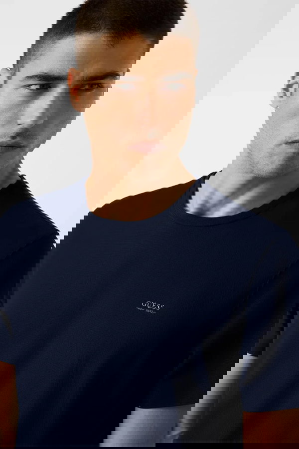Guess Kısa Kollu Bisiklet Yaka Erkek T-shirt LACIVERT