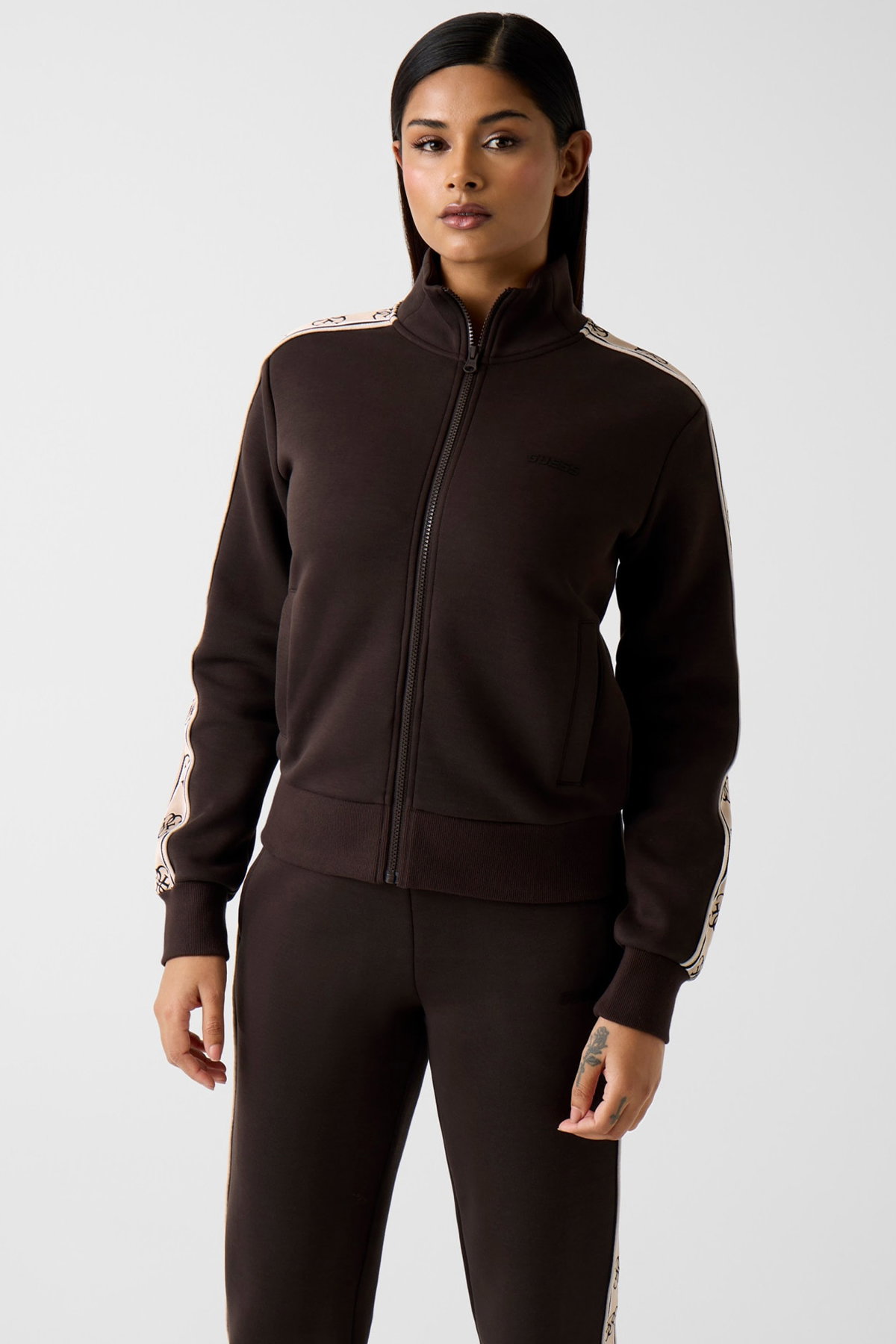 Guess Fermuarlı Kadın Sweat KAHVERENGI