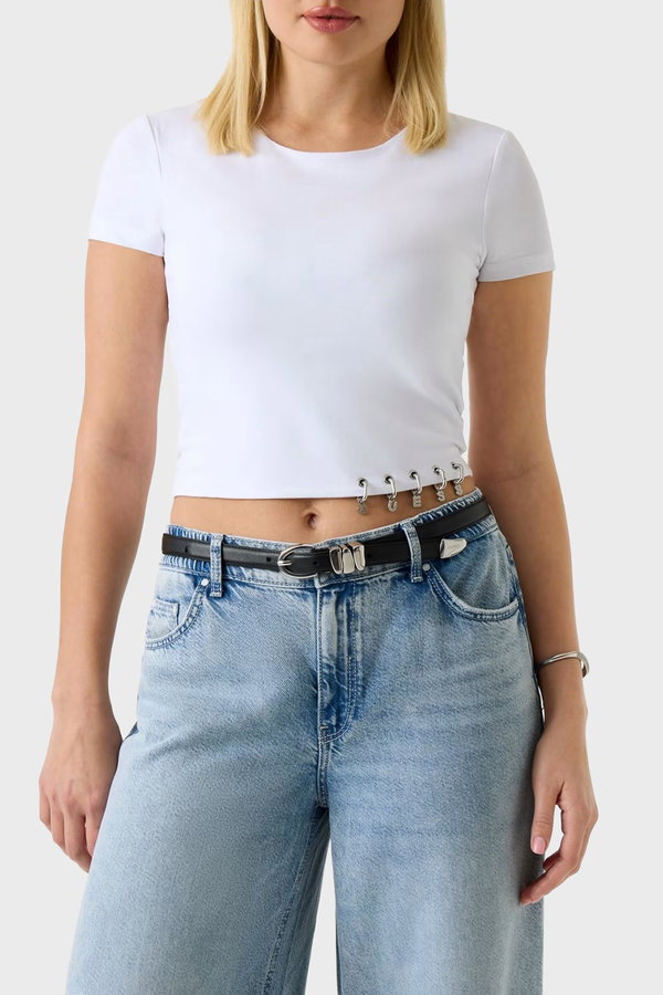 Guess Kadın Bisiklet Yaka Crop Beyaz