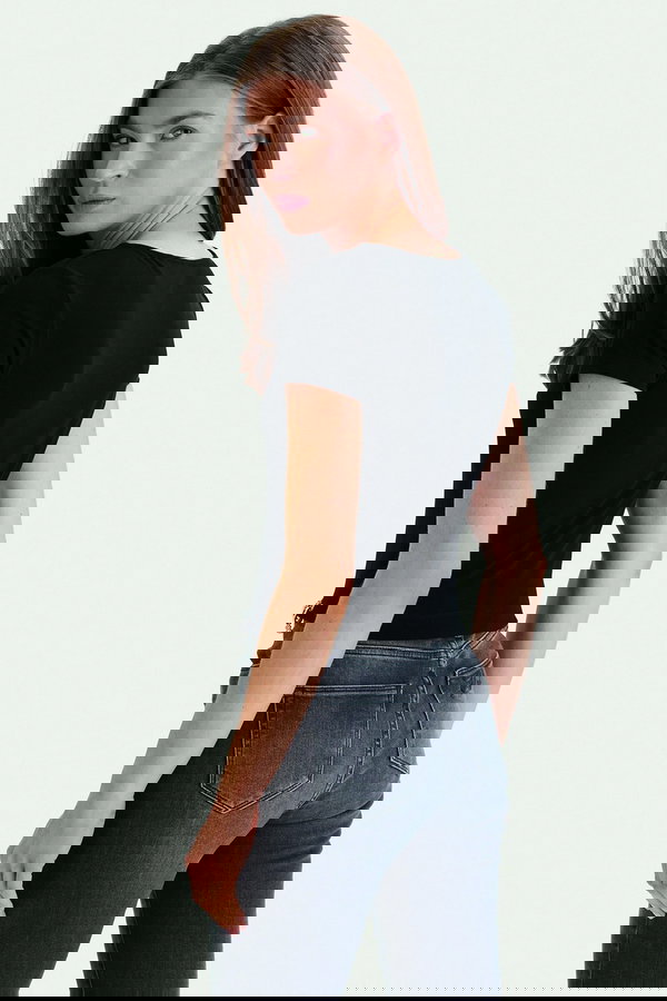 Guess Kadın Bisiklet Yaka Crop SIYAH