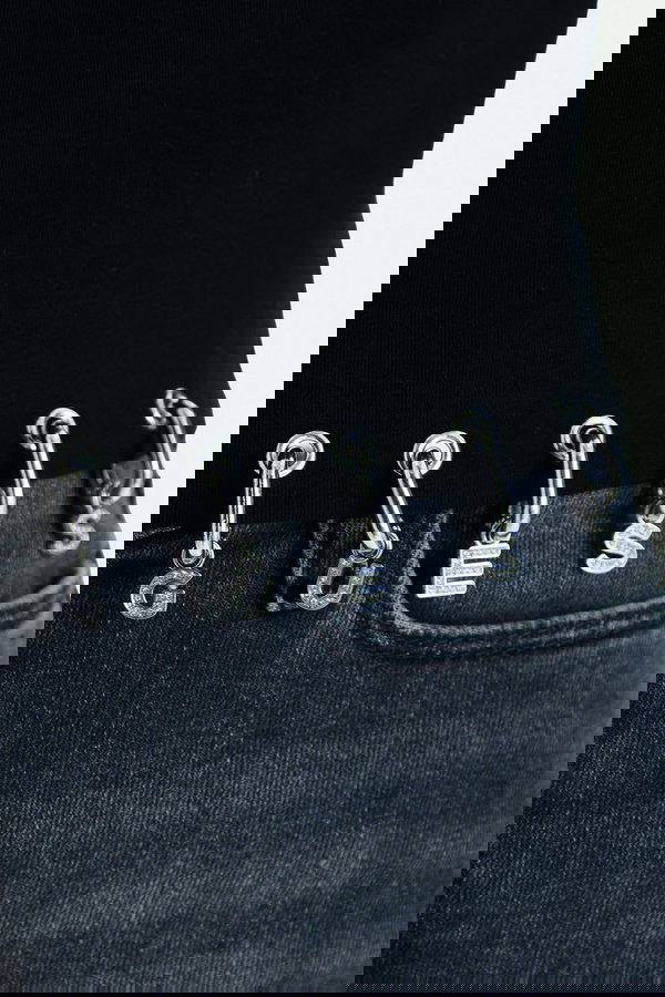 Guess Kadın Bisiklet Yaka Crop SIYAH