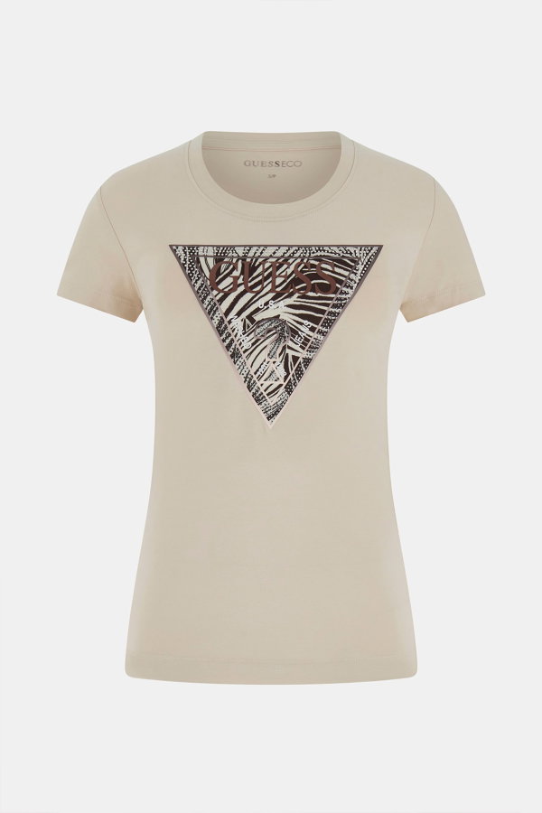 Guess Kadın Bisiklet Yaka T-shirt BEJ