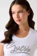 Guess Kadın Bisiklet Yaka T-shirt BEYAZ