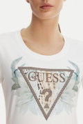 Guess Kadın Bisiklet Yaka T-shirt Beyaz