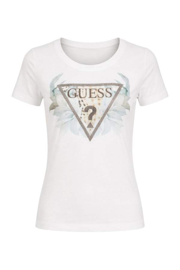 Guess Kadın Bisiklet Yaka T-shirt Beyaz