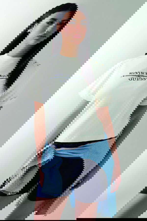 Guess Kadın Bisiklet Yaka T-shirt KREM