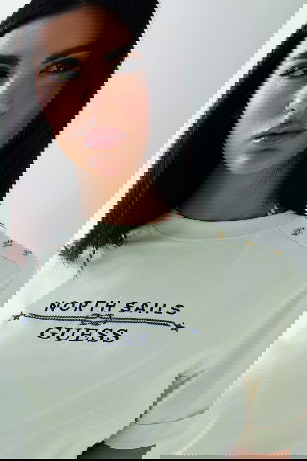 Guess Kadın Bisiklet Yaka T-shirt KREM