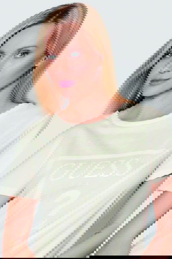 Guess Kadın Bisiklet Yaka T-shirt KREM