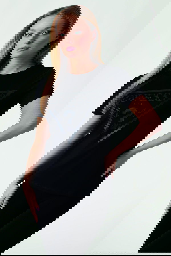 Guess Kadın Bisiklet Yaka T-shirt SIYAH