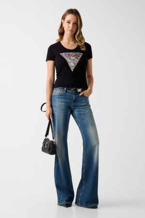 Guess Kadın Bisiklet Yaka T-shirt SIYAH