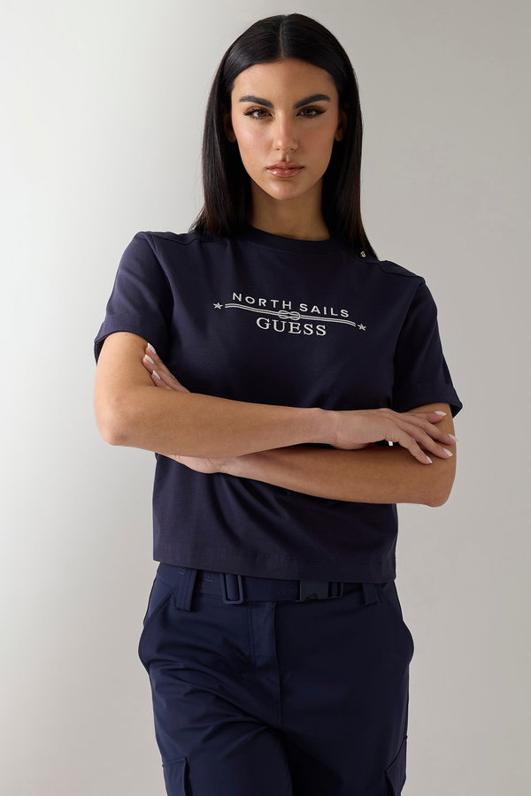 Guess Kadın Bisiklet Yaka T-shirt LACIVERT