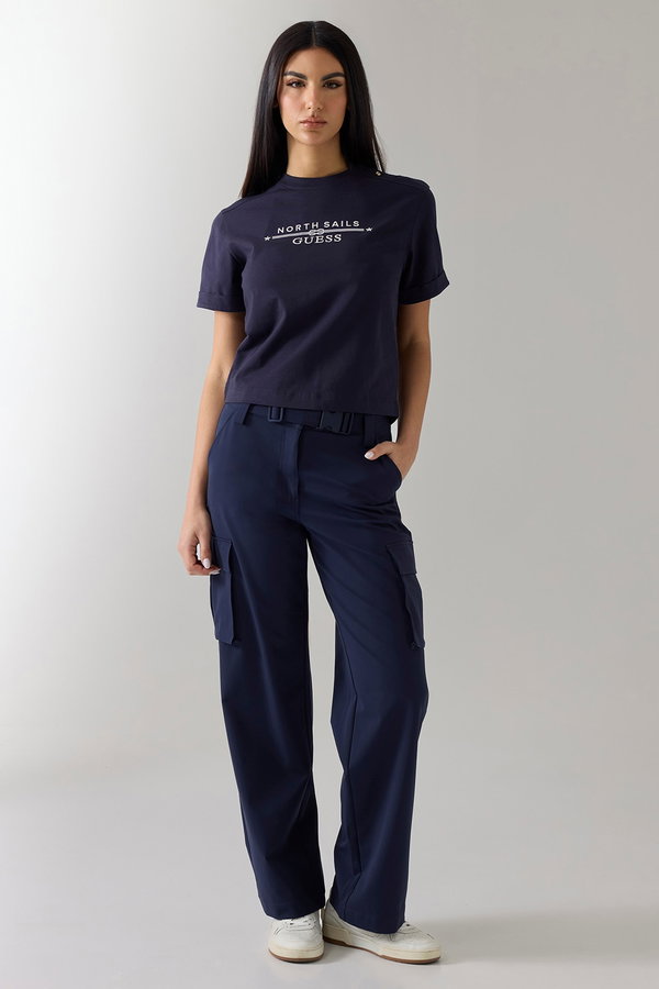 Guess Kadın Bisiklet Yaka T-shirt LACIVERT