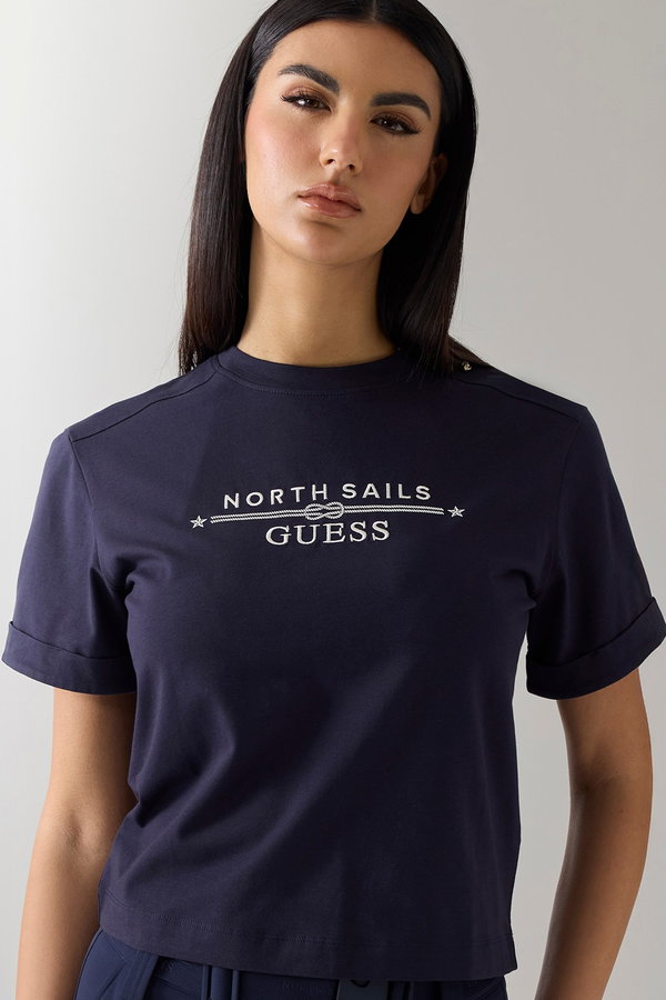 Guess Kadın Bisiklet Yaka T-shirt LACIVERT