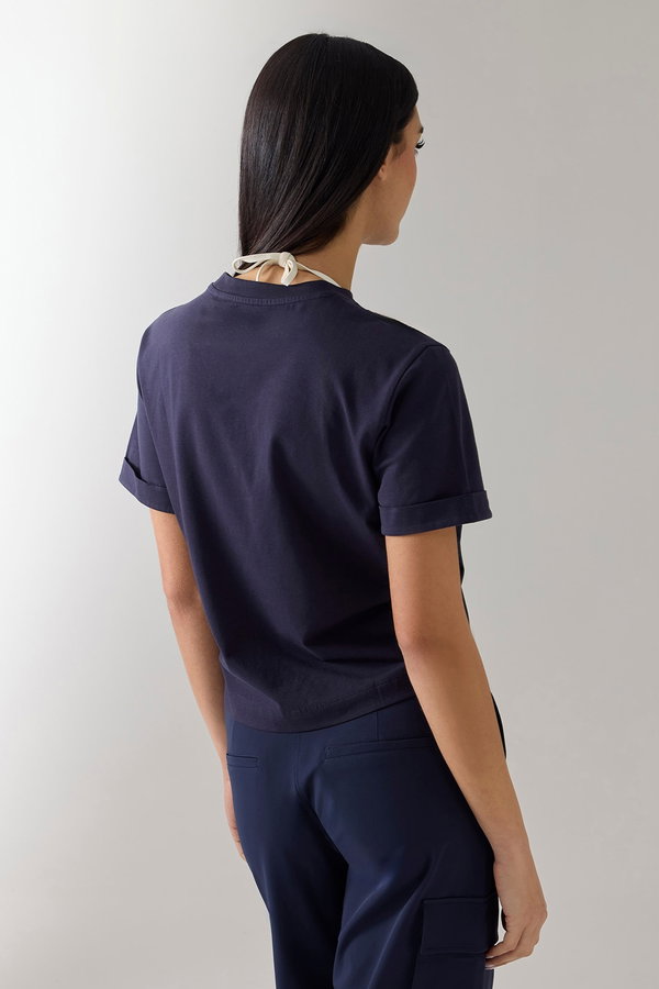 Guess Kadın Bisiklet Yaka T-shirt LACIVERT