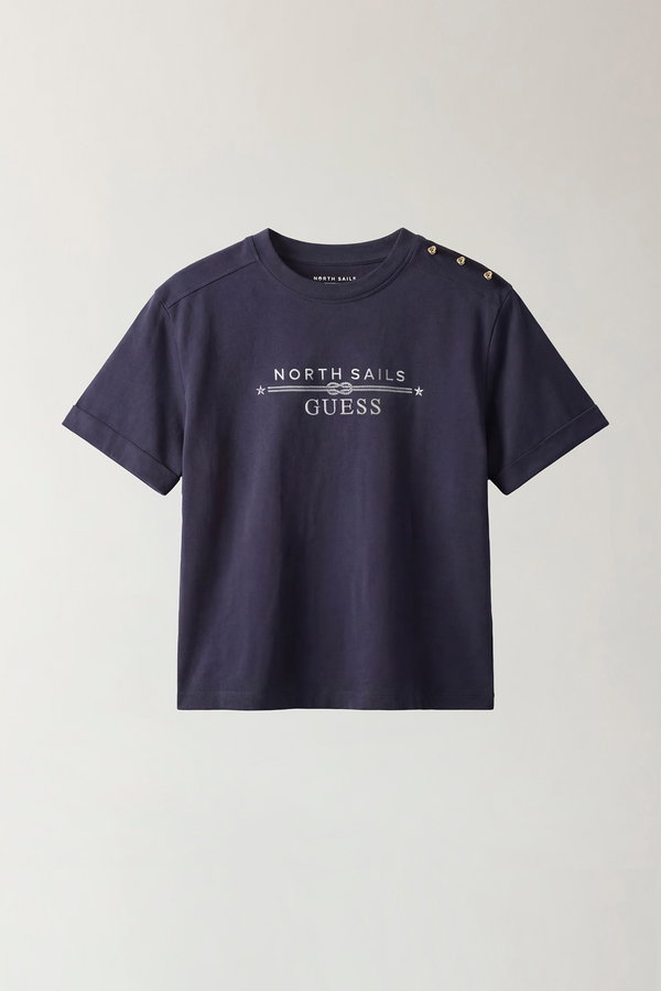 Guess Kadın Bisiklet Yaka T-shirt LACIVERT