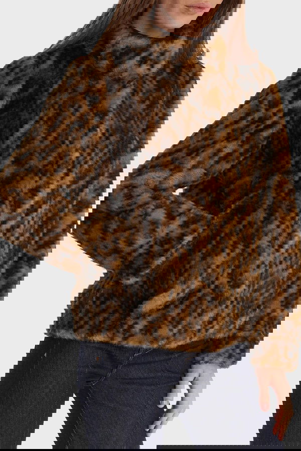 Guess Kadın Kürk Mont KAHVERENGI