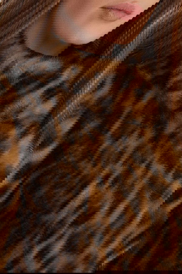 Guess Kadın Kürk Mont KAHVERENGI