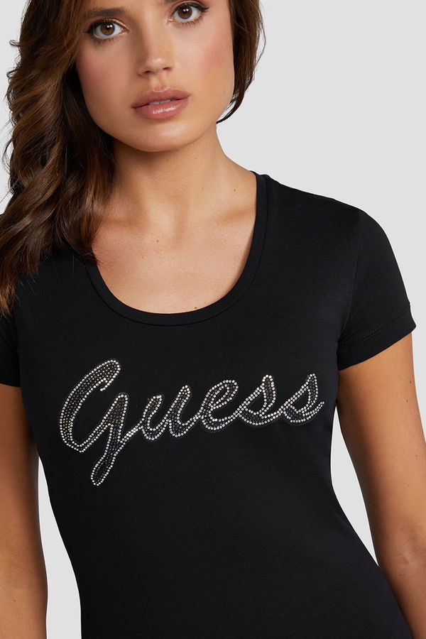 Guess Baskılı Kadın T-shirt SİYAH