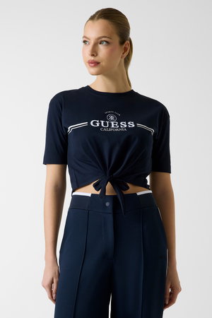 Guess Ön Bağlamalı Kadın T-shirt LACIVERT