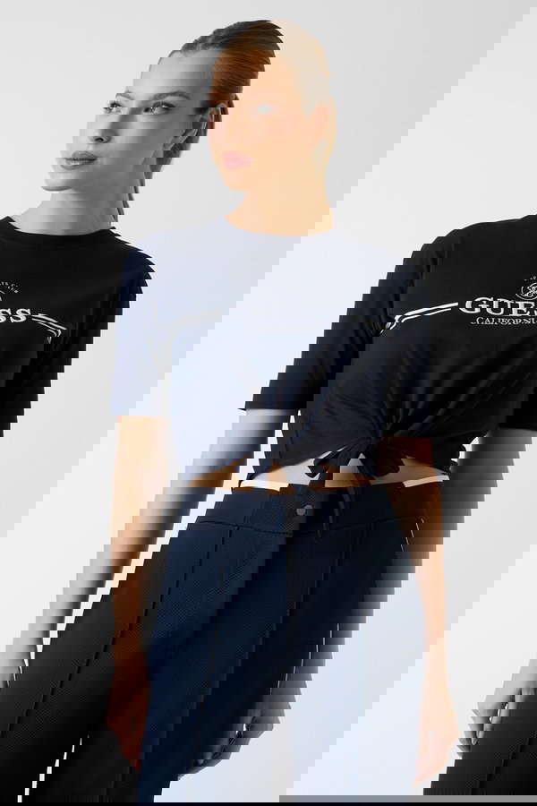 Guess Ön Bağlamalı Kadın T-shirt LACIVERT