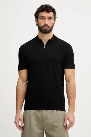 Guess Kısa Kollu Polo Yaka Erkek Triko T-shirt SIYAH